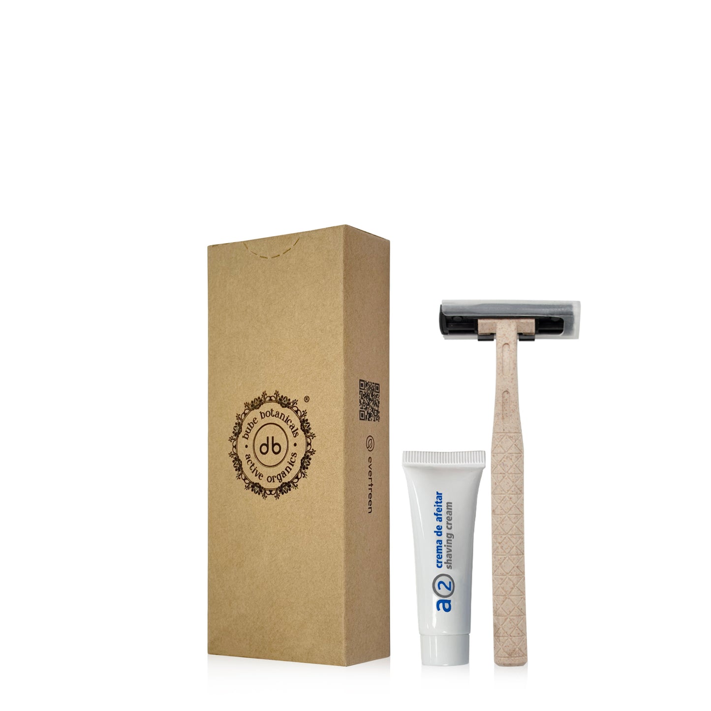 Set Afeitado: maquinilla y crema de afeitar A2 de 10 gramos en caja de cartón FSC®.