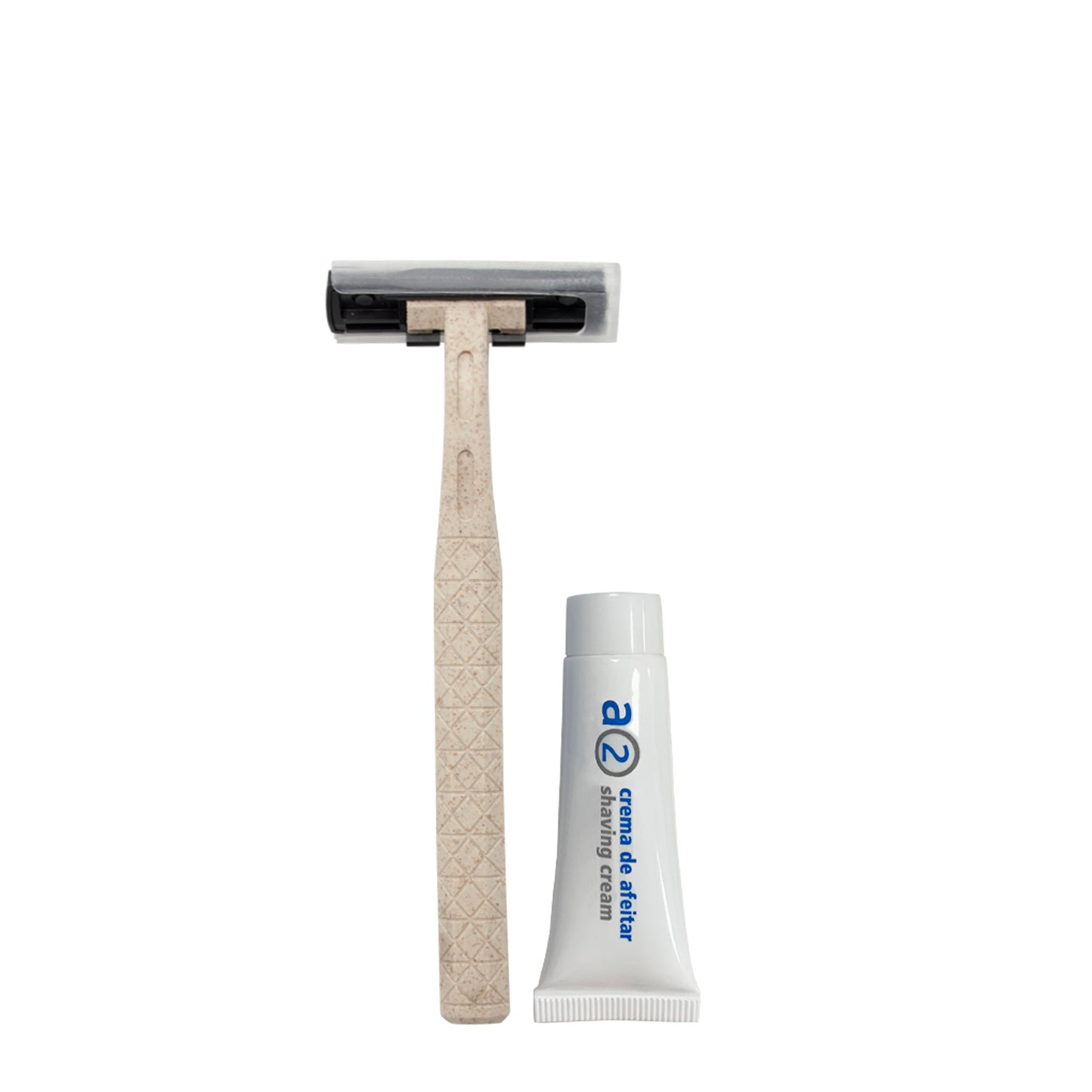Set Afeitado: maquinilla y crema de afeitar A2 de 10 gramos en caja de cartón FSC®.